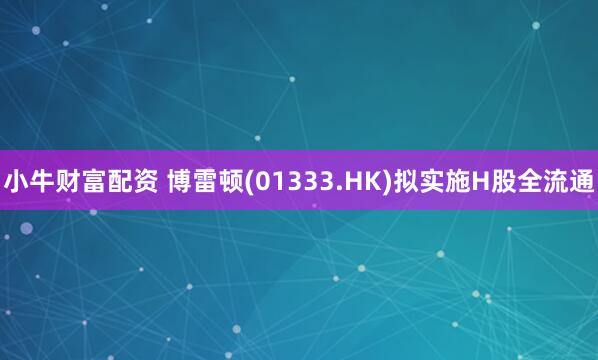 小牛财富配资 博雷顿(01333.HK)拟实施H股全流通